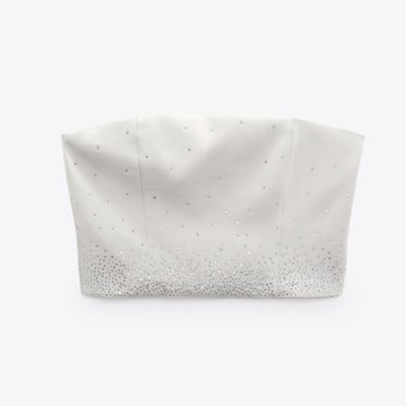 ZARA…. SHINY STRAPLESS  SATIN TOP - Picture 6 of 12